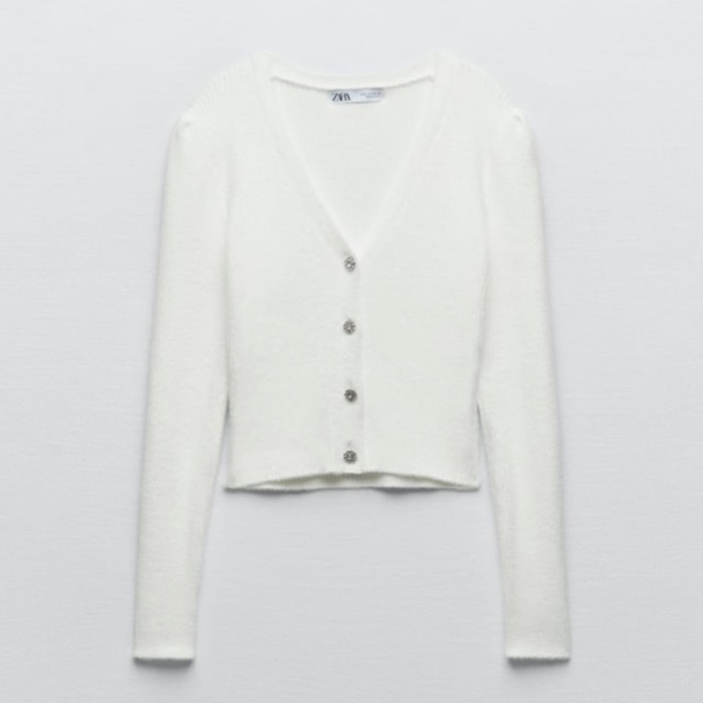 Zara Jewel Button Knit Cardigan NWT